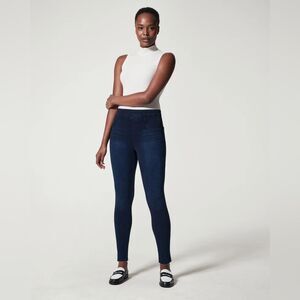 Spanx Pull On Skinny Jeans Jean-ish Ankle Leggings Soft Knit Shaping Stretch Med